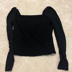 Black, ruffled long sleeve, worn once